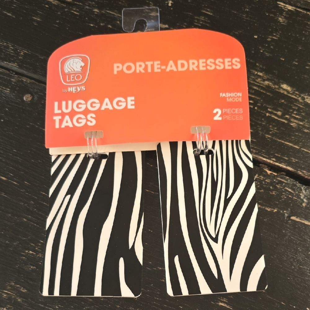 Zebra Print Luggage Tags - Black and White